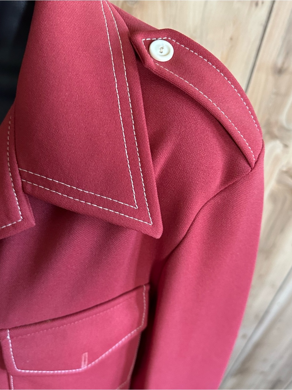 Ridiculously Awesome Vintage Red Two-Piece Shirt and Pants Set with White Trim - Picture 5 of 17